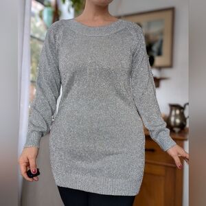 SHIMMERSTRAVAGANZA Adrienne Vittadini - 90s Vintage silver metallic tunic - L